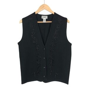 Vintage Koret Beaded Embellished Knit Vest Wool Blend Small Formal Retro 90s